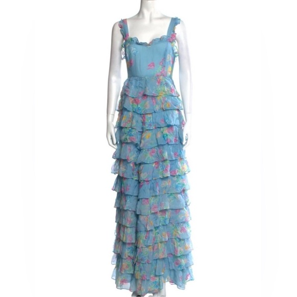 LoveShackFancy Idra Maxi Dress In Sky Lullaby Blue Size 10 NWT - Picture 4 of 12